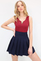 Women's Burgundy Accessories Detail Overalls Sleeveless Blouse Alc-X13510 - 3