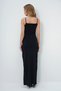 Women's Black Ribbed Stitched Rope Strap Slit Long Dress Alc-X13564 - 5