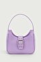 Women's Lilac Buckle Crocodile Patterned Baguette Bag