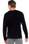 Men's Black Eagle of the Skies Crew Neck Long Sleeve Combed Cotton T-shirt - 2