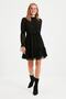 Black Flared from the Waist Mock Neck Ruched Mini Lined Woven Winter Dress TWOAW20EL0345 - 8