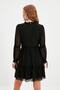 Black Flared from the Waist Mock Neck Ruched Mini Lined Woven Winter Dress TWOAW20EL0345 - 12