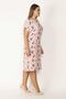 Women's Large Size Salmon Front Half Patch Buttoned Waist Belted Woven Viscose Fabric Dress 65n27687 - 3
