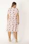 Women's Large Size Salmon Front Half Patch Buttoned Waist Belted Woven Viscose Fabric Dress 65n27687 - 4