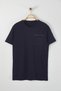 Navy Blue Oversize/Wide Fit Crew Neck Pocket over Lettering Embroidery 100% Cotton T-Shirt Tmnss25Ts00056 - 3