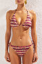 Batik Desenli Aksesuarlı Üçgen Kaplı Brazilian Normal Bel Bikini Takımı TBESS25BT00025 - 3