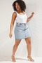 Açık Mavi Yüksek Bel %100 Non-Stretch Pamuk A Shape Denim Etek TBBAW23AZ00042 - 2