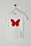 Ecru Girls' Butterfly Patterned Knitted T-Shirt Tkdss25Ts00035 - 5