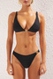Siyah Aksesuarlı Üçgen Kaplı Regular Düşük Bel Bikini Takımı TBESS25BT00008 - 3