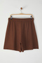 Kahverengi Beli Lastikli Büyük Beden Örme Şort TBBSS22AP00002 - 8