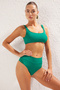 Yeşil Bralette Kaplı Regular Yüksek Bel Bikini Takımı TBESS22BT0010