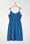 Blue Adjustable Strap Flywheel A-Line Midi Woven Large Size Dress Tbbss25Ah00077 - 10