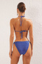 Mavi Renk Bloklu Üçgen Kaplı Regular Düşük Bel Bikini Takımı TBESS25BT00019 - 4