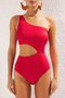 Kırmızı Cut Out Detaylı Tek Omuz Kaplı Brazilian Mayokini TBESS24MY00005 - 3