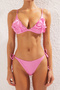 Pembe Aplike Detaylı Üçgen Kaplı Regular Normal Bel Bikini Takımı TBESS25BT00046 - 4