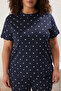 Lacivert Kalp Desenli Örme Pijama Takımı TBBSS25AI00023 - 3