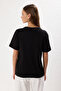 Siyah %100 Pamuk Regular/Normal Kalıp Çiçek Nakışlı Örme T-Shirt TWOSS25TS00028 - 5