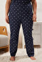 Lacivert Kalp Desenli Örme Pijama Takımı TBBSS25AI00023 - 4