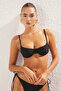 Siyah Balconette Kaplı Regular Normal Bel Bikini Takımı TBESS25BT00083