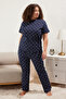 Lacivert Kalp Desenli Örme Pijama Takımı TBBSS25AI00023