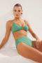 Haki Aksesuarlı Bralette Kaplı Regular Yüksek Bel Bikini Takımı TBESS24BT00073