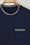 Lacivert Regular/Normal Kesim Cep ve Triko Bant Detaylı %100 Pamuk Basic Tok T-shirt TMNSS25TS00035 - 4