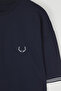 Lacivert Oversize/Geniş Kesim Nakışlı Triko Bant Detaylı Dokulu T-Shirt TMNSS25TS00019 - 6