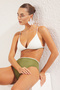 Haki Nakışlı Üçgen Kaplı Regular Yüksek Bel Bikini Takımı TBESS24BT00127 - 2
