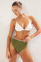 Haki Nakışlı Üçgen Kaplı Regular Yüksek Bel Bikini Takımı TBESS24BT00127