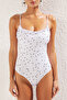 Polka Dot Square Neck Ruffled Textured Regular Swimsuit Tbess25Ma00032 - 5