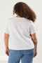 Beyaz %100 Pamuk Nakışlı Crop Bisiklet Yaka Örme T-Shirt  TBBSS25BF00015 - 5
