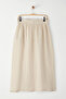 Beige 100% Linen Elastic Waist Midi Skirt Twoss24Et00153 - 7