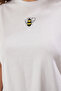 Beyaz %100 Pamuk Nakışlı Crop Bisiklet Yaka Örme T-Shirt  TBBSS25BF00015 - 4