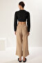 Vizon Modal Cep Detaylı Wide Leg/Geniş Paça Pileli Dokuma Pantolon TWOSS25PL00081 Palazzo - 6
