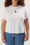 Beyaz %100 Pamuk Nakışlı Crop Bisiklet Yaka Örme T-Shirt  TBBSS25BF00015 - 3