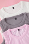 Gri-Ekru-Açık Pembe 3'lü Pamuklu Esnek Kız Çocuk Basic Örme Atlet TKDSS25AL00001 - 2