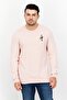 Men Crew Neck  Embroidered Sweater, Pink