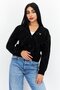 Women V-Neck Textured Cardigan, Black