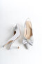 Women's Stiletto Open Back Bow Detailed Heeled Casual Shoes Mesh Silver - 6