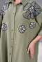 Women's Floral Print Embroidered Linen Oversized Shirt - 2