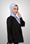 Women's Hijab Practical Combed Cotton Shawl with Sponge Front Ready Snap Baby Blue Color Scarf - 2