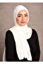 Women's Hijab Combed Cotton Shawl Special Stitched Long Seasonal Off White Color - 3