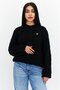 Women Crew Neck Long Sleeve Knitted Sweater, Black