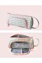 Ilgaz Checkered Large Wide Premium Organic Canvas Cotton Cloth Fabric Pencil Case Pen Holder Makeup Bag - 5