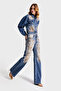 Women's T.Kot Color 4S568 Shiny Stone Design Baggy Flare Fit Denim Jeans - 3
