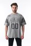Painted Gray Printed Cotton Oversize Men's T-Shirt 7035 - 2
