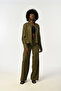 Women's Front Stone Embroidered Khaki Color Shirt - 4