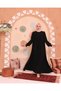 Hijab Dress Black Robadan V Gathered Cuff Elastic Oversize - 5