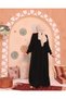 Hijab Dress Black Robadan V Gathered Cuff Elastic Oversize - 6