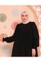 Hijab Dress Black Robadan V Gathered Cuff Elastic Oversize - 7